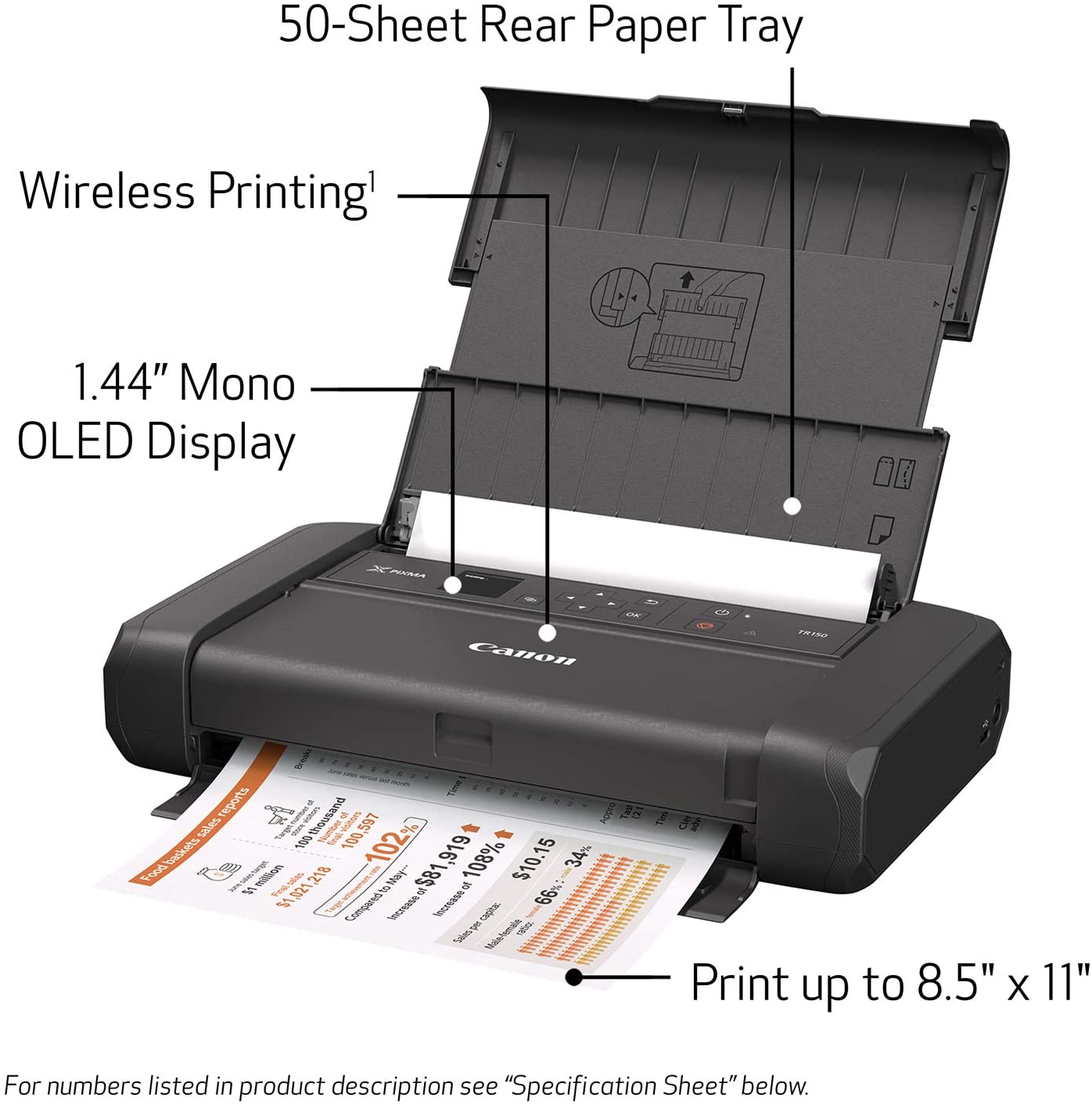 Canon PIXMA TR150 Wireless Mobile Printer With Airprint And Cloud Compatible, Black Canon PIXMA TR150 Wireless Mobile Printer With Airprint And Cloud Compatible, Black